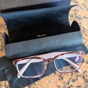 Prada VPR 18T tortoise and pink eyeglasses 53-16-140 without lens